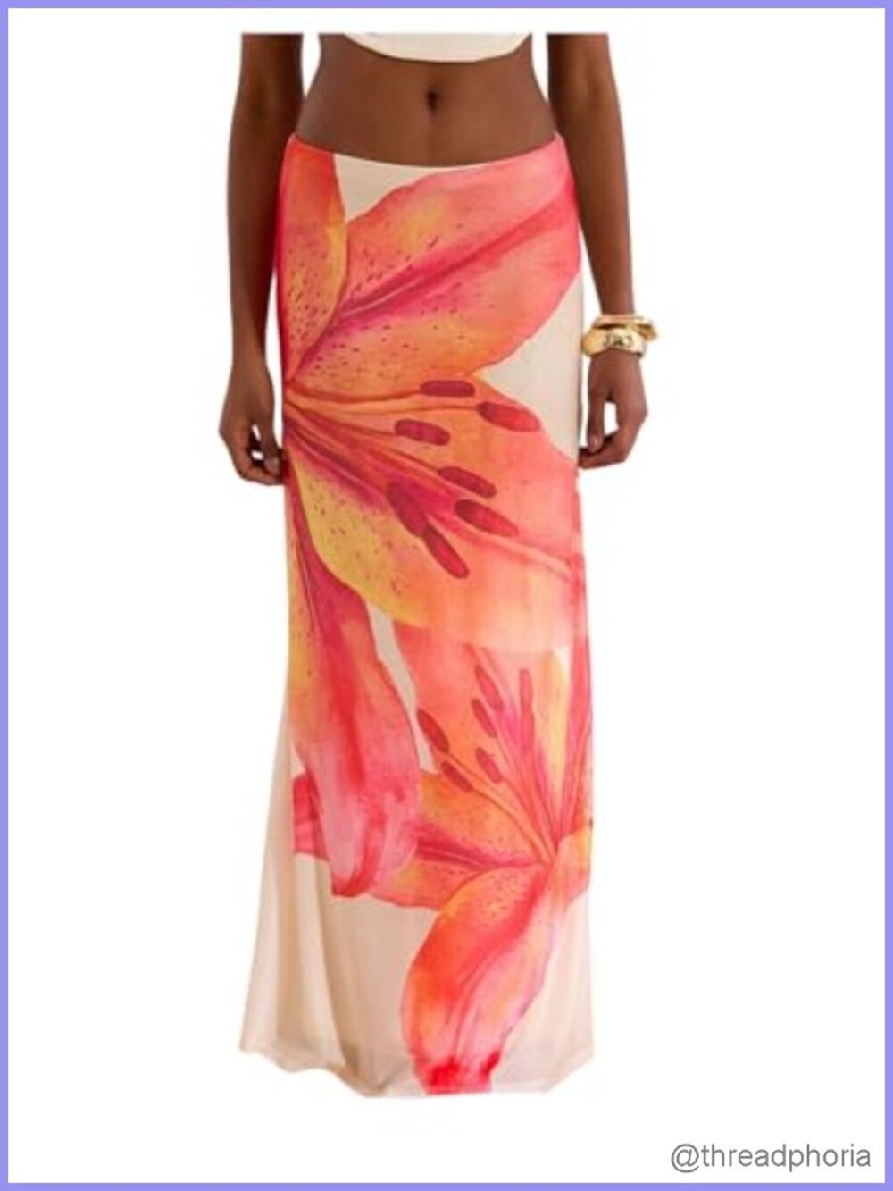 Sheer Maxi Skirt Flowy Floral Beach Skirt Bodycon Low Rise